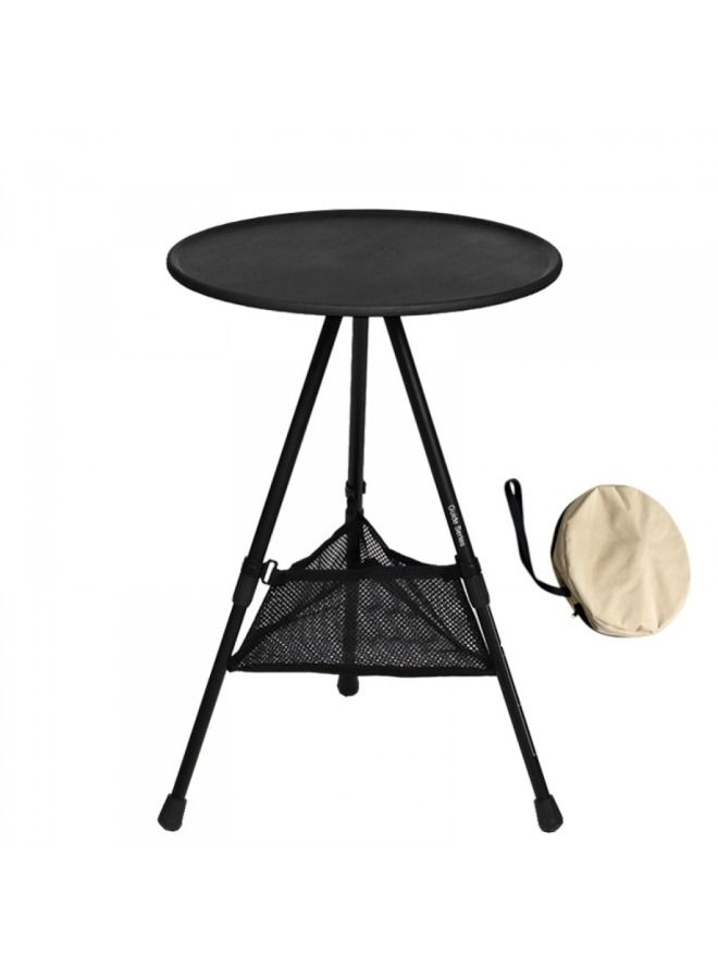 طاولة تخييم قابلة للطي، طاولة خارجية دائرية محمولة من سبائك الألومنيوم بارتفاع قابل للتعديل، طاولة قهوة ثلاثية الأرجل للنزهات والتخييم والرحلات وحفلات الشواء - Image 1